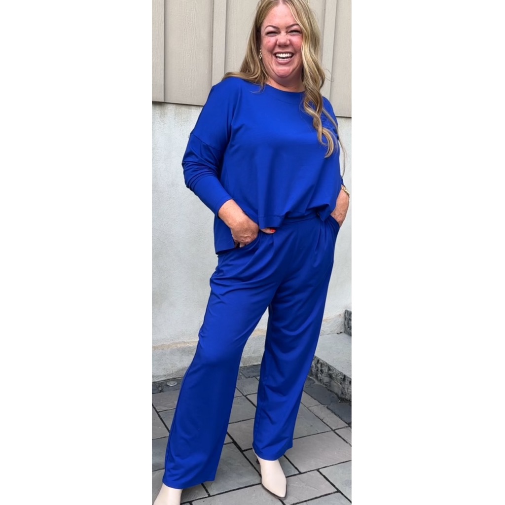 Like-New Pure Essence Open Back Jumpsuit In Cobalt